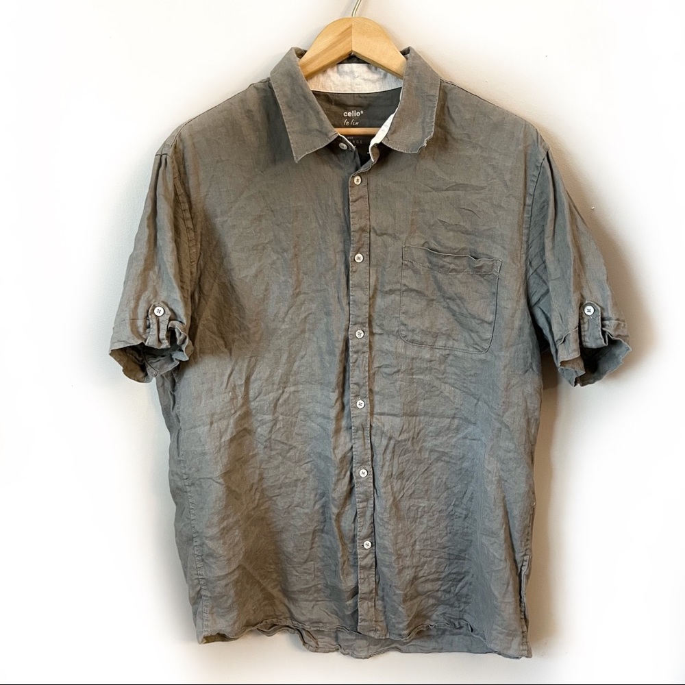 Celio 100% linen short sleeve shirt size XL